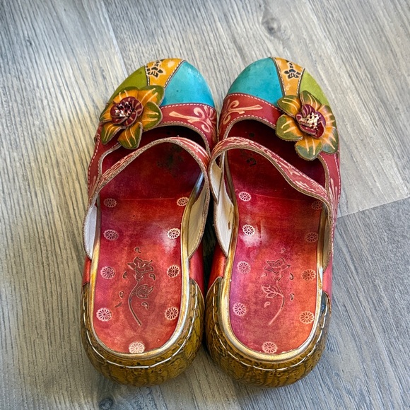 Skye Trubelle Leather Platform Clogs Slippers On Floral size 39 - Picture 5 of 13